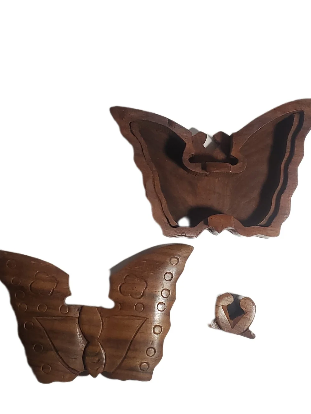 Hand-carved Wooden Butterfly Puzzle Box | Trinket Box Secret Compartment Box NWT